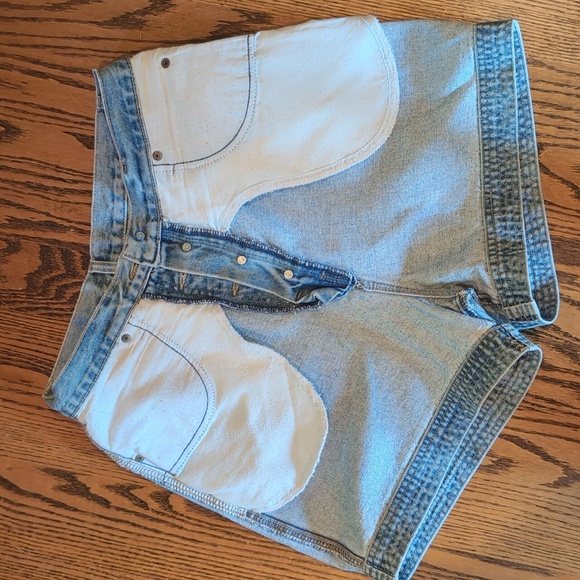 Honors™ High Waisted Faded Denim Jean Shorts Y2K Sz12 Vintage Button Fly - Picture 10 of 10